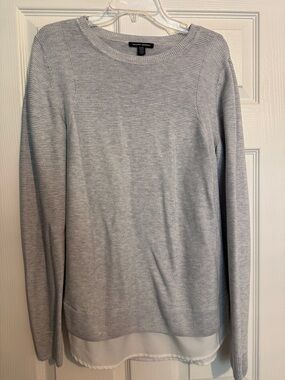 Hilary Radley Light Gray Knit Crewneck Sweater